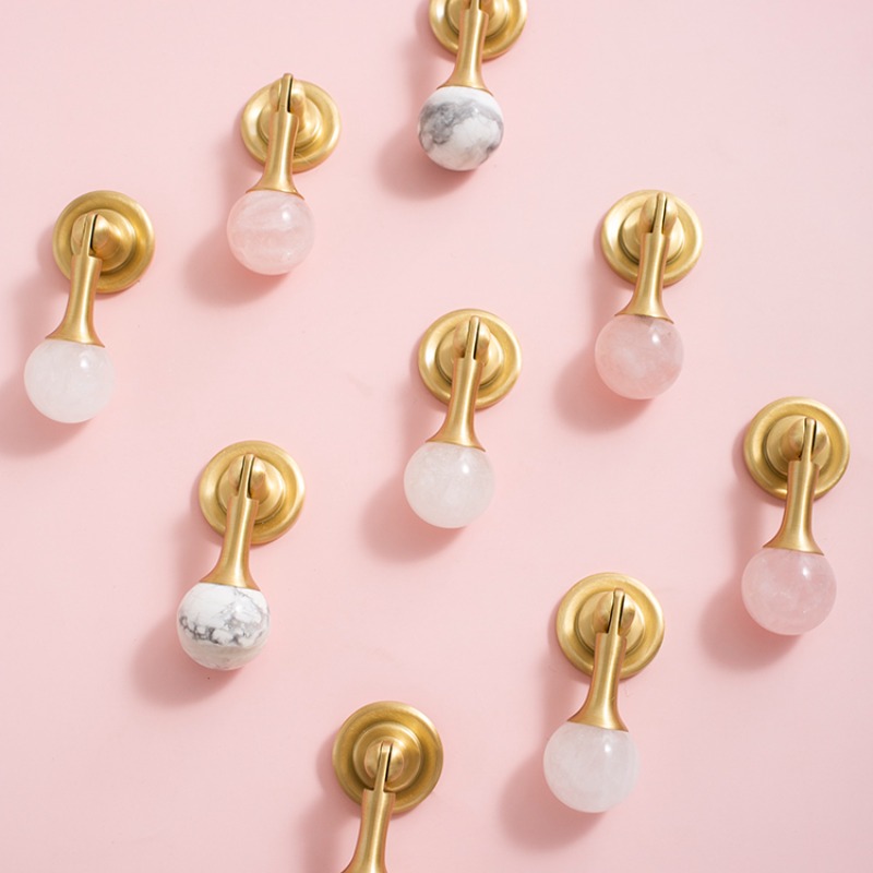 Furniture Hardware Drop Pulls - الأبيض كريستال الكرة + مقابض لقطع